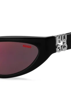 Sonnenbrille aus schwarzem Acetat mit 3D-Monogramm