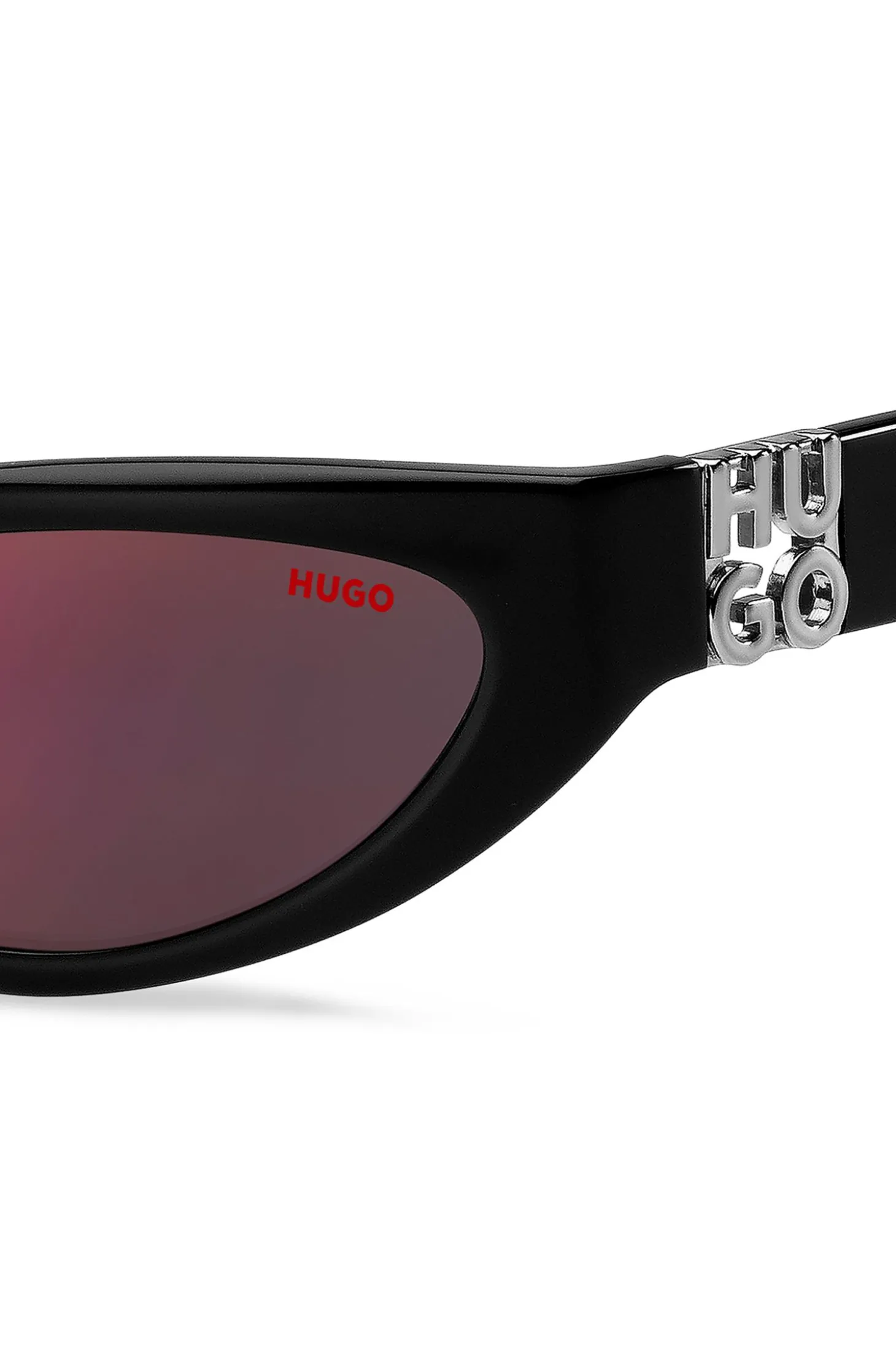 Sonnenbrille aus schwarzem Acetat mit 3D-Monogramm