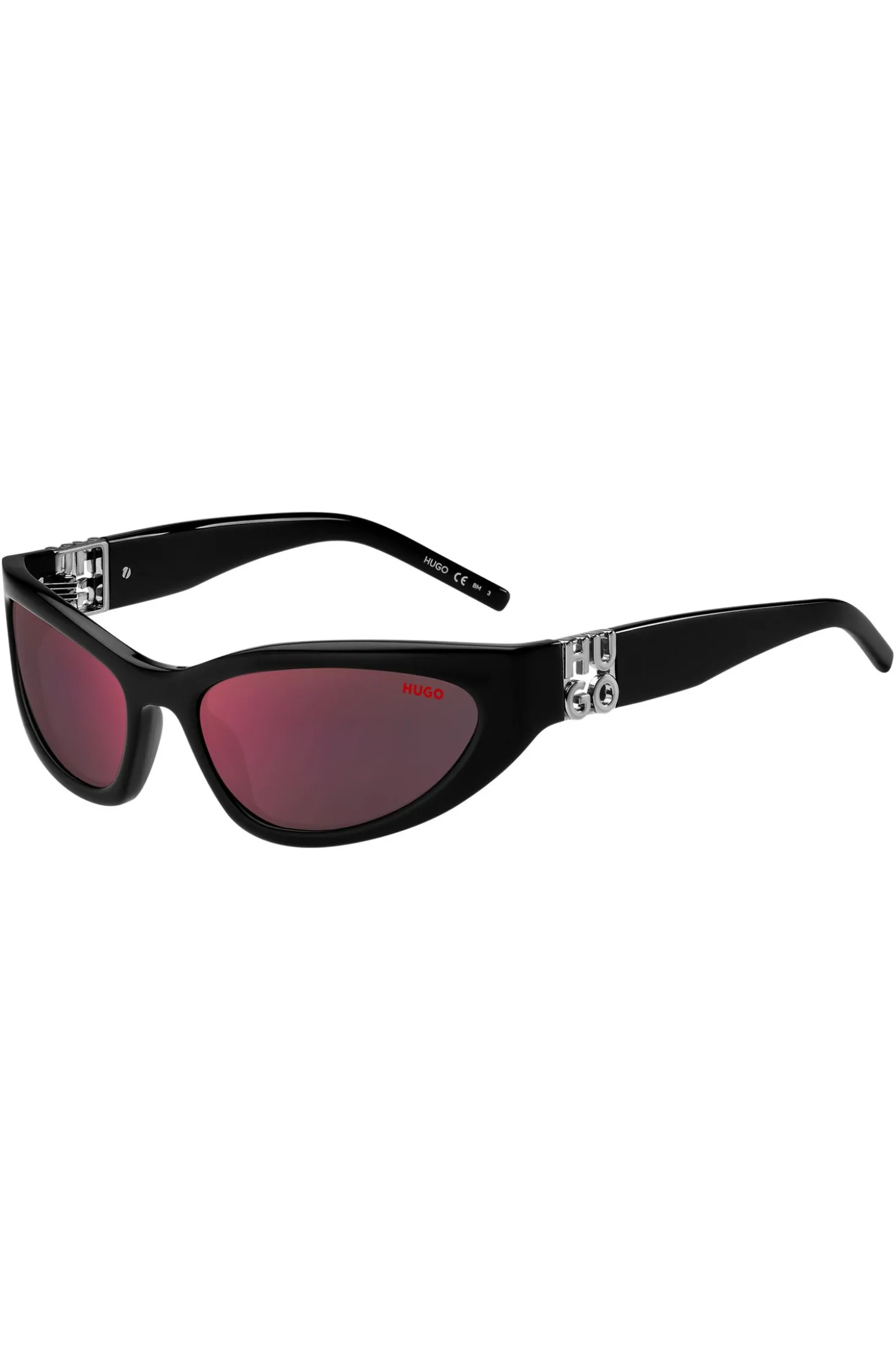 Sonnenbrille aus schwarzem Acetat mit 3D-Monogramm