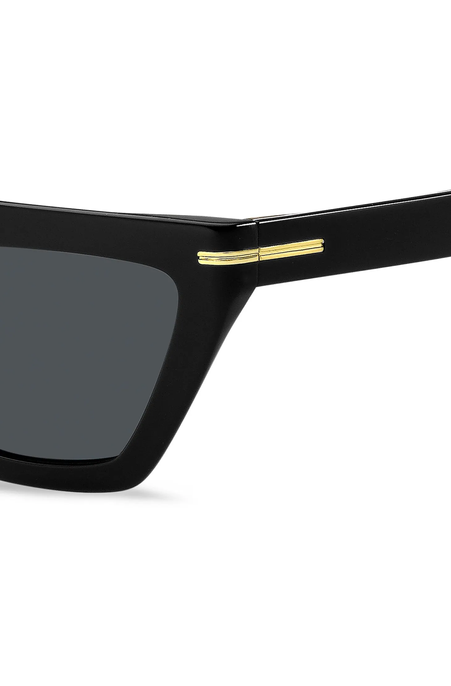 Sonnenbrille aus schwarzem Acetat mit goldfarbenen Details