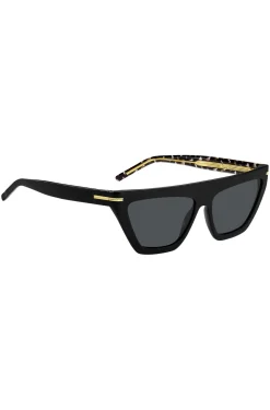 Sonnenbrille aus schwarzem Acetat mit goldfarbenen Details