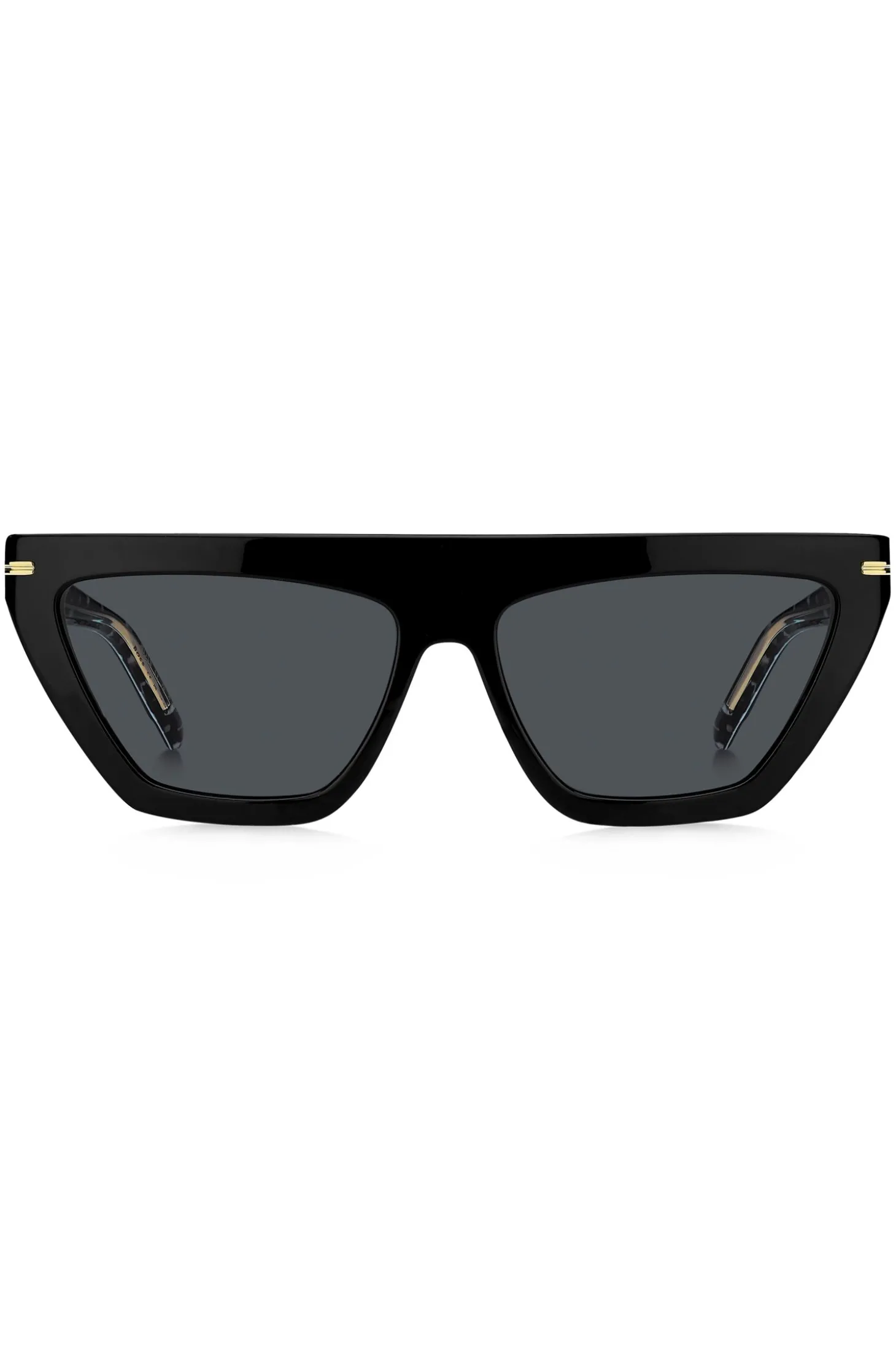 Sonnenbrille aus schwarzem Acetat mit goldfarbenen Details