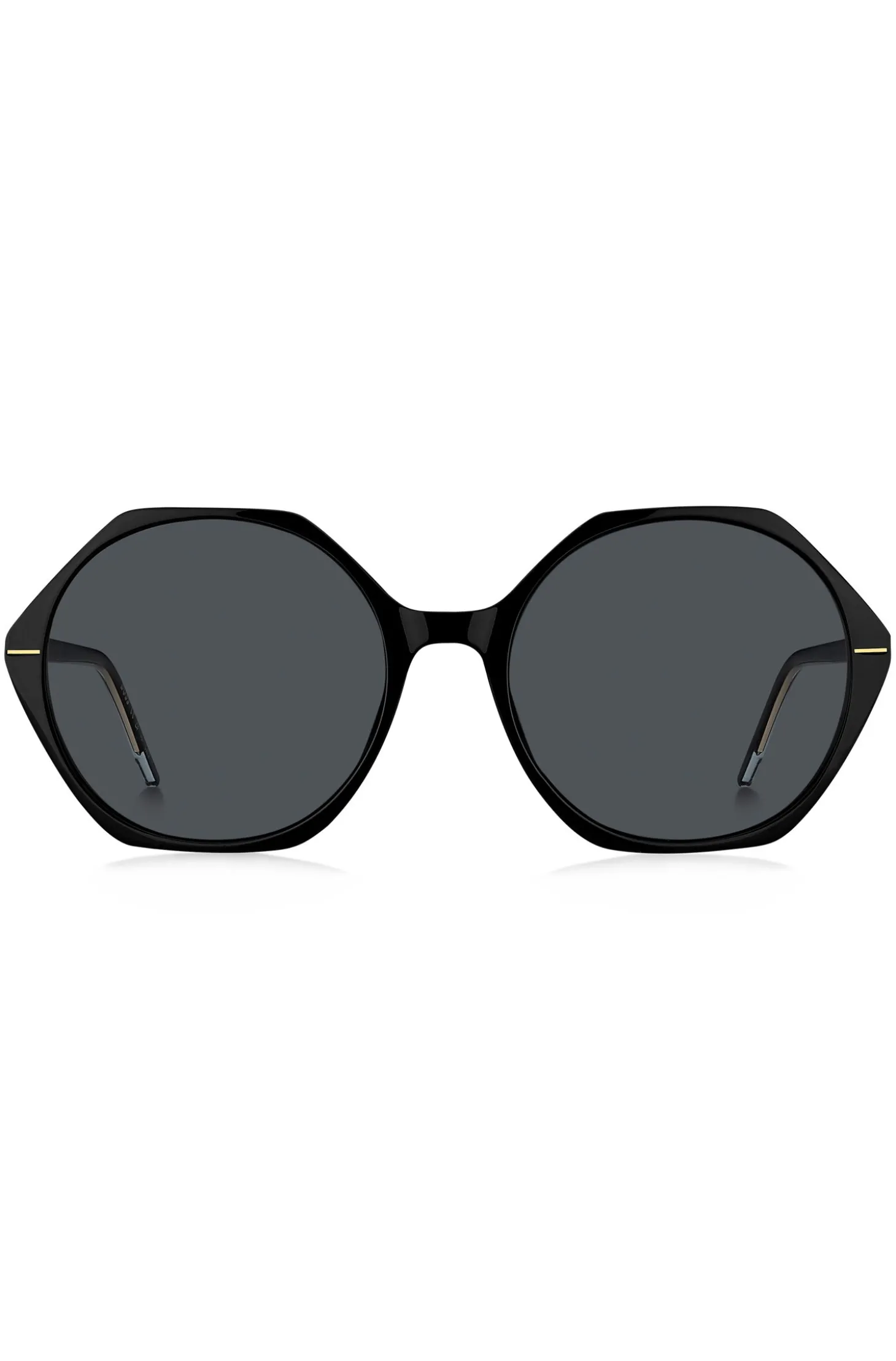 Sonnenbrille aus schwarzem Acetat mit eckiger Fassung