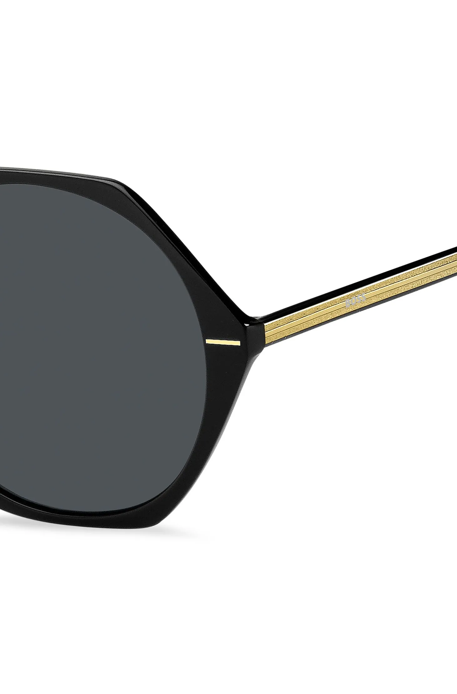 Sonnenbrille aus schwarzem Acetat mit eckiger Fassung