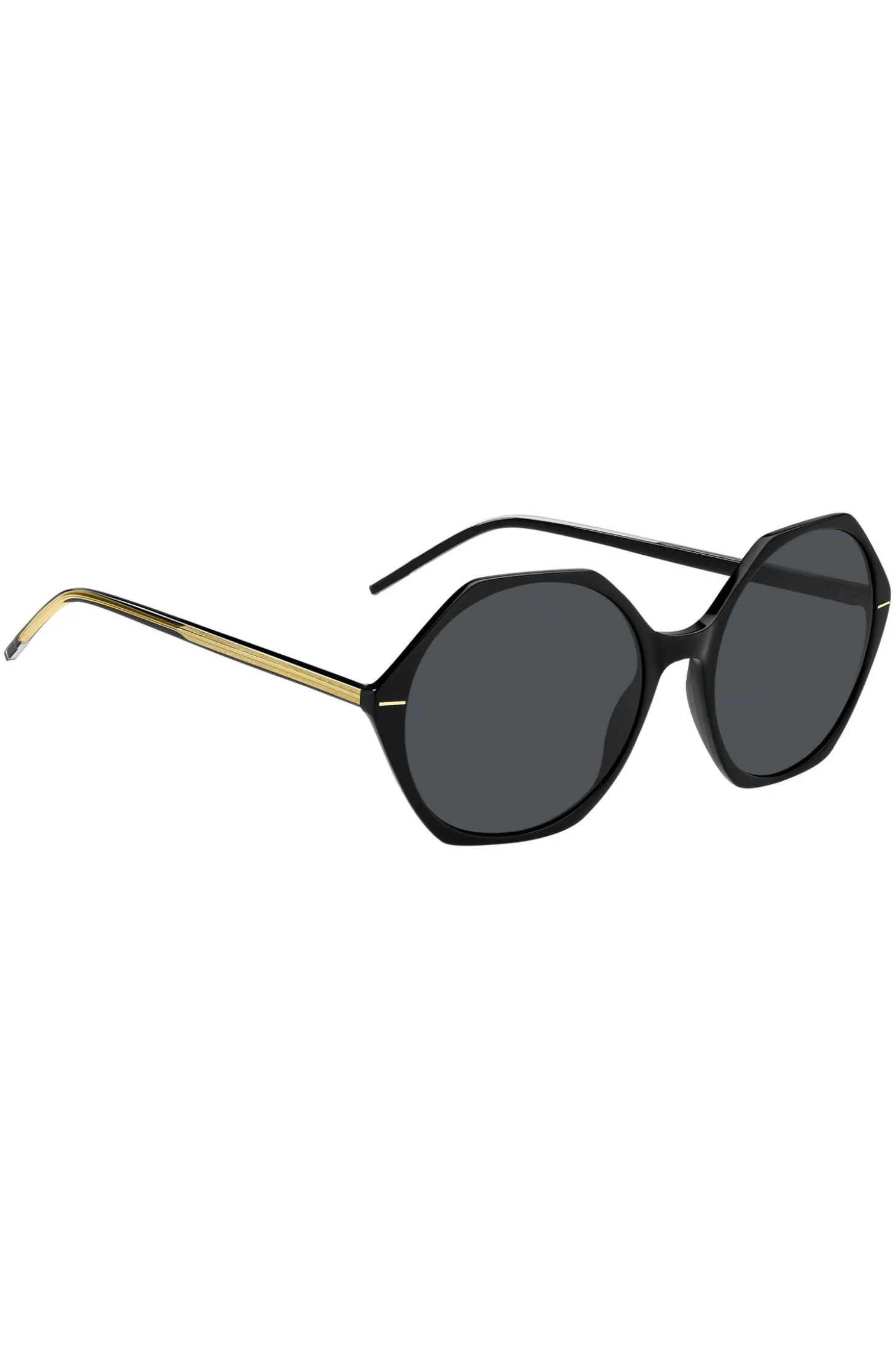 Sonnenbrille aus schwarzem Acetat mit eckiger Fassung