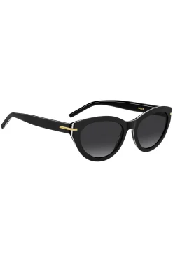 Sonnenbrille aus schwarzem Acetat mit goldfarbenen Details