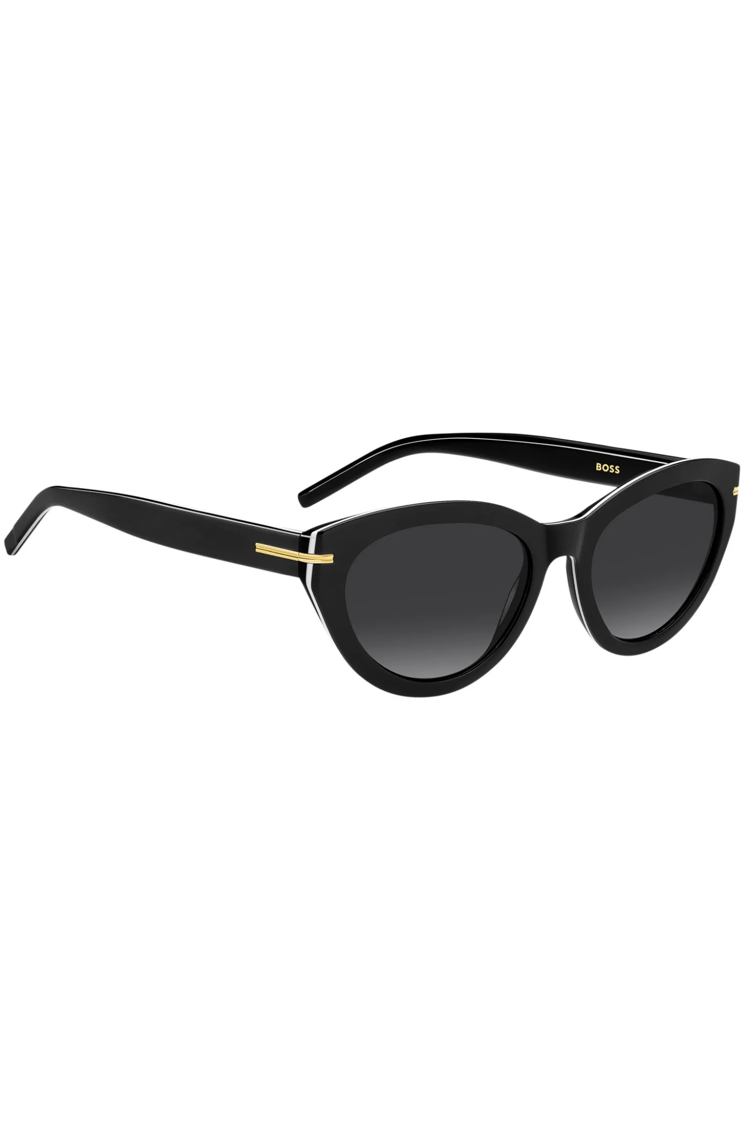 Sonnenbrille aus schwarzem Acetat mit goldfarbenen Details