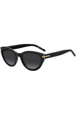 Sonnenbrille aus schwarzem Acetat mit goldfarbenen Details