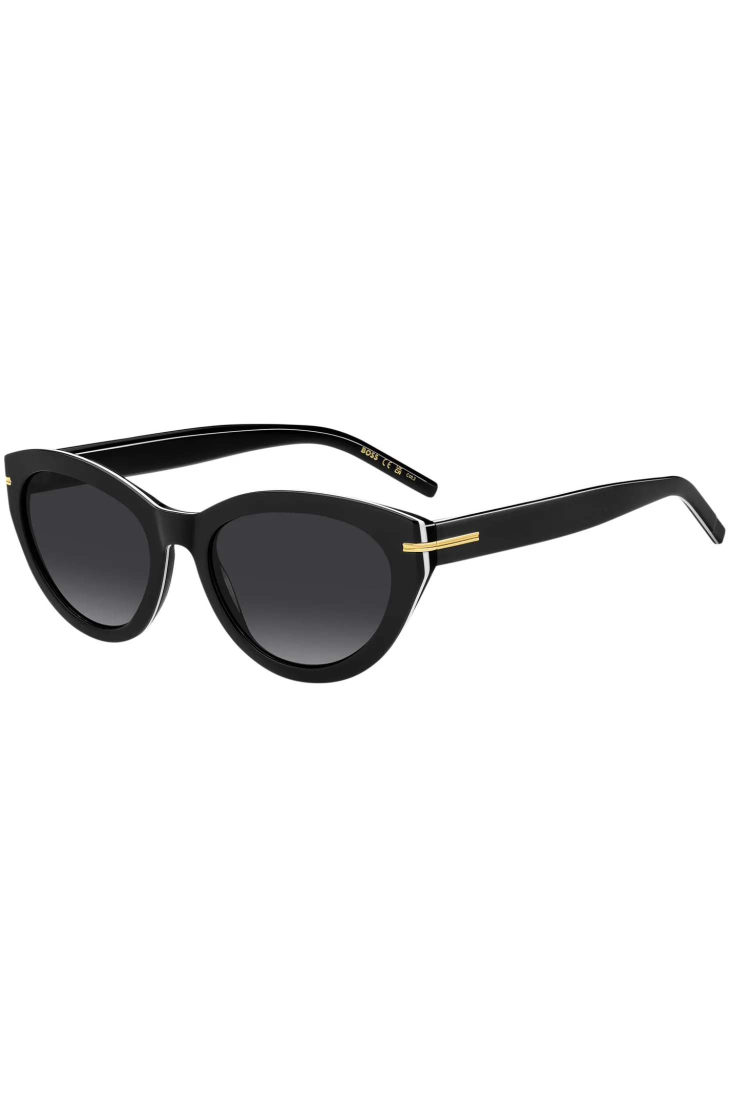 Sonnenbrille aus schwarzem Acetat mit goldfarbenen Details
