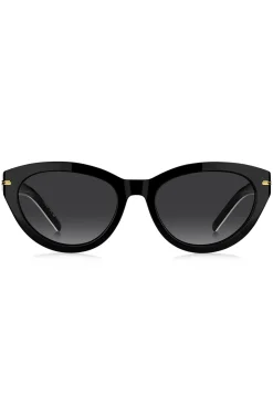 Sonnenbrille aus schwarzem Acetat mit goldfarbenen Details