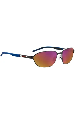 Sonnenbrille aus schwarzem Metall mit Cut-out-Logo