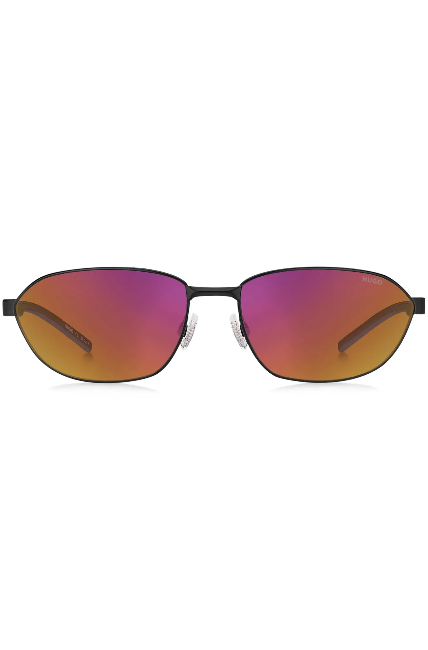 Sonnenbrille aus schwarzem Metall mit Cut-out-Logo