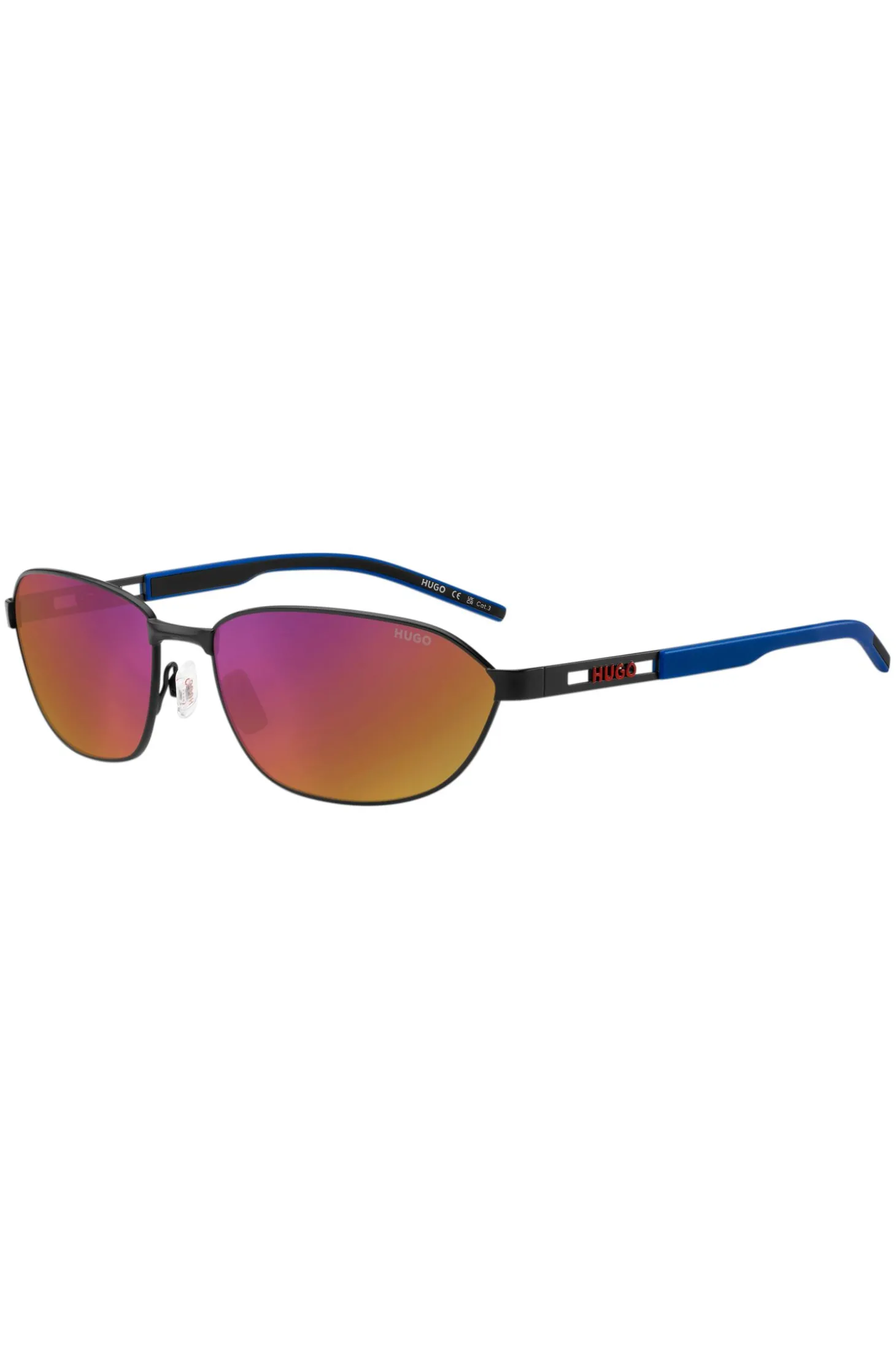 Sonnenbrille aus schwarzem Metall mit Cut-out-Logo