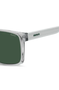Sonnenbrille aus transparentem Acetat mit weißen und grünen Details