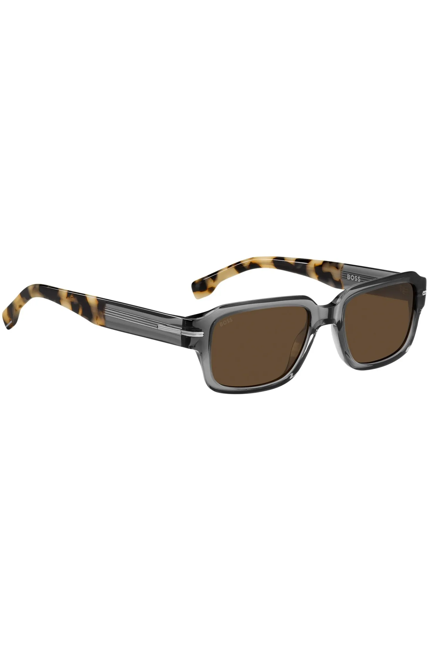 Sonnenbrille aus transparentem Acetat mit Details im Havanna-Stil