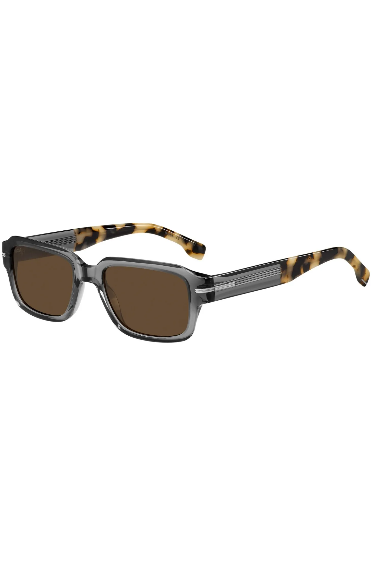 Sonnenbrille aus transparentem Acetat mit Details im Havanna-Stil