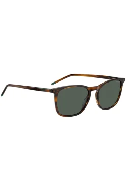 Sonnenbrille in brauner Horn-Optik mit Logo-Details