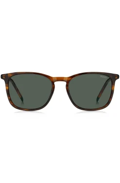 Sonnenbrille in brauner Horn-Optik mit Logo-Details