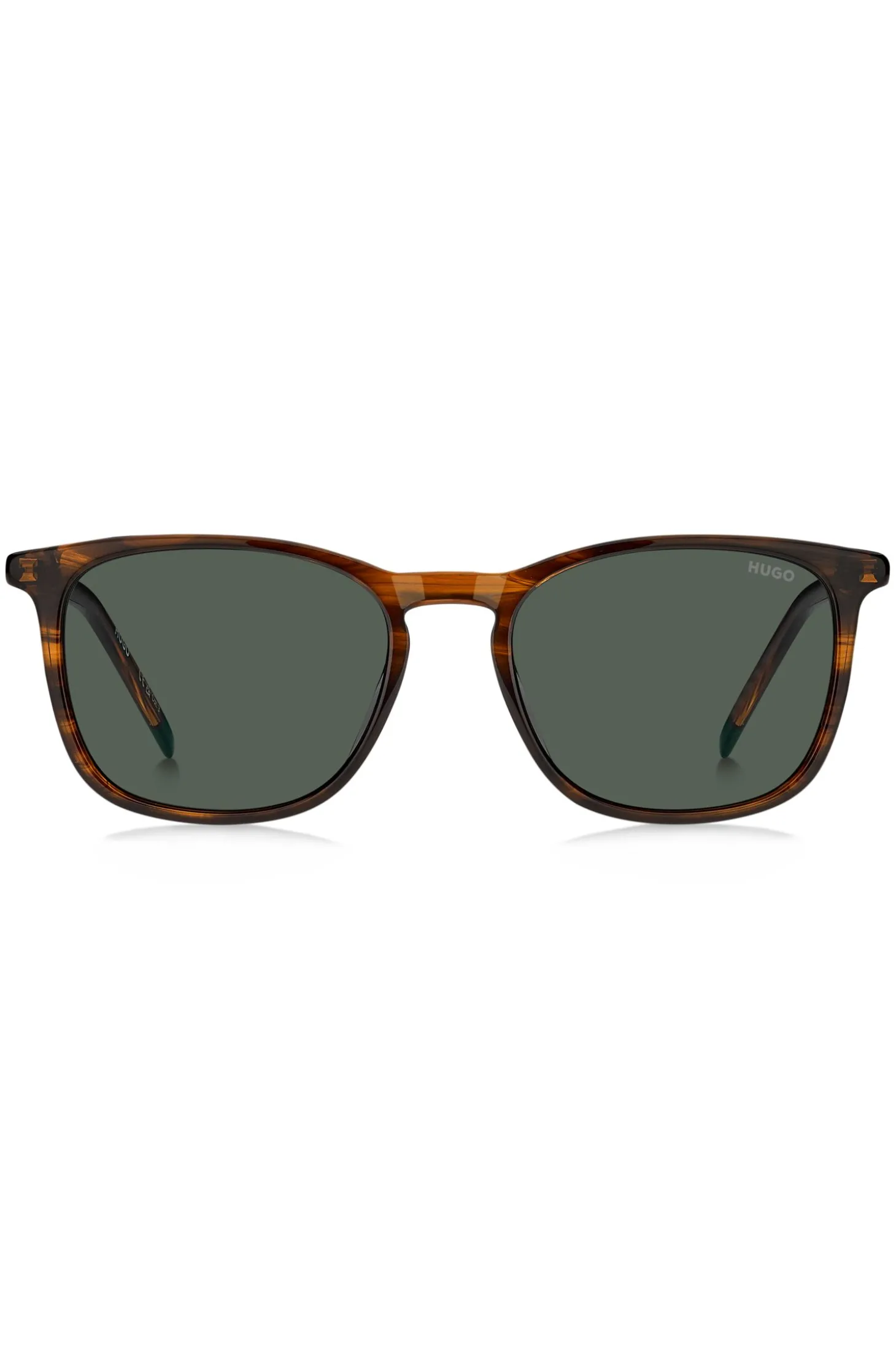 Sonnenbrille in brauner Horn-Optik mit Logo-Details
