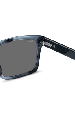 Sonnenbrille mit Fassung aus blauem, gemustertem Acetat