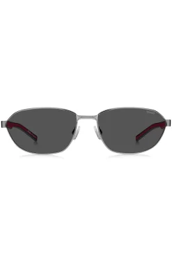 Sonnenbrille mit Metallfassung und ausgestanztem Logo