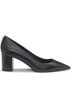 Spitze Pumps aus Nappaleder mit grobem Absatz