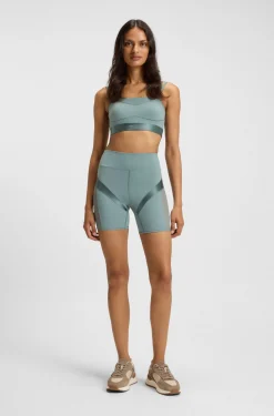 Sportive Cycling-Shorts mit hohem Bund und Mesh-Einsätzen