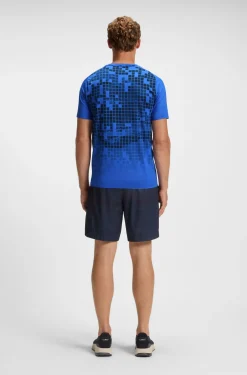 Sportives Slim-Fit T-Shirt aus bedrucktem Stretch-Mesh