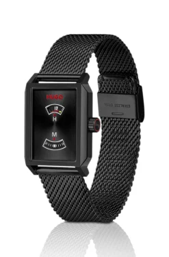 #Steeze Undercover schwarz beschichtete Uhr mit Jump-Hour-Zifferblatt