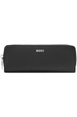 Stifte-Etui aus genarbtem Leder mit metallenem Logo