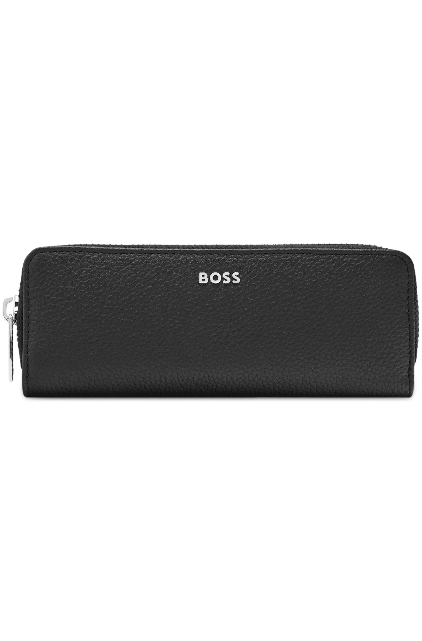 Stifte-Etui aus genarbtem Leder mit metallenem Logo