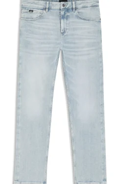Straight-Fit Jeans aus blauem super-softem Stretch-Denim