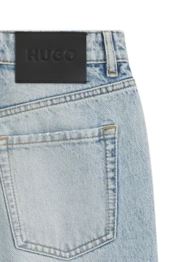 Straight-Fit Jeans aus blauem Denim mit umgeschlagenem Hosensaum
