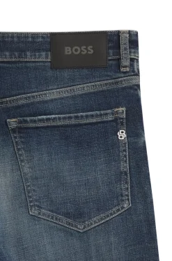 Straight-Fit Jeans aus dunkelblauem Stretch-Denim