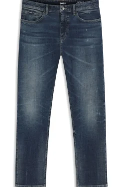 Straight-Fit Jeans aus dunkelblauem Stretch-Denim