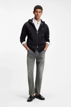 Straight-Fit Jeans aus grauem supersoftem Stretch-Denim