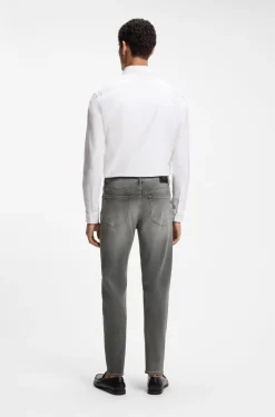 Straight-Fit Jeans aus grauem supersoftem Stretch-Denim
