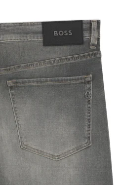 Straight-Fit Jeans aus grauem supersoftem Stretch-Denim
