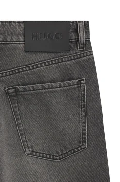 Straight-Fit Jeans aus grauem Denim mit geknöpftem Eingriff