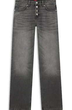 Straight-Fit Jeans aus grauem Denim mit geknöpftem Eingriff