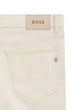 Straight-Fit Jeans aus italienischem Denim in Ecru