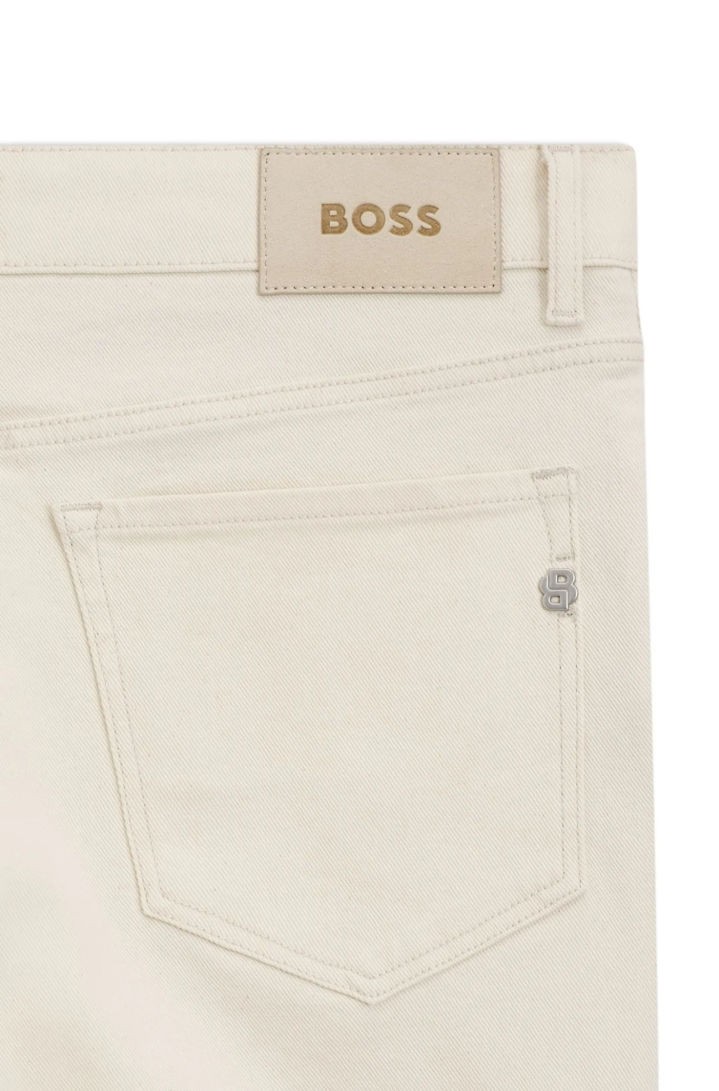 Straight-Fit Jeans aus italienischem Denim in Ecru