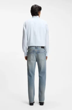 Straight-Fit Jeans aus leuchtend blauem Stretch-Denim