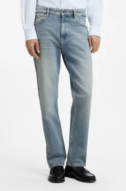 Straight-Fit Jeans aus leuchtend blauem Stretch-Denim