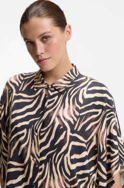 Strandkleid mit Print und Stacked-Logo-Besatz
