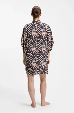 Strandkleid mit Print und Stacked-Logo-Besatz