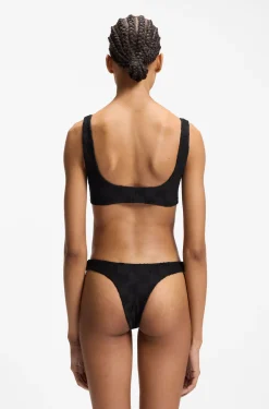Stretch-Terry-Bikinitop mit übereinanderliegenden Logos