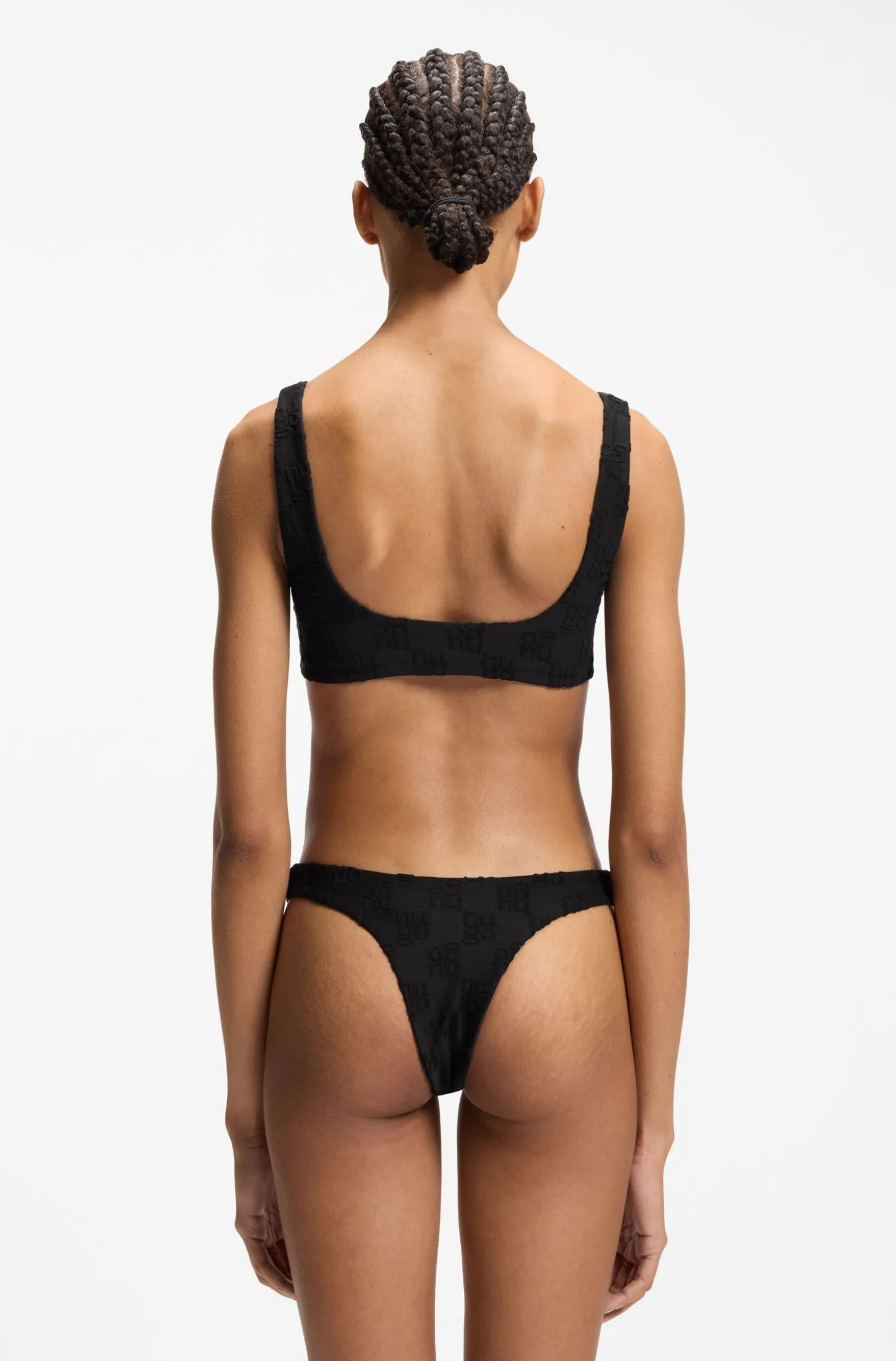 Stretch-Terry-Bikinitop mit übereinanderliegenden Logos
