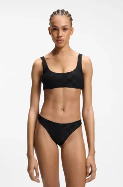 Stretch-Terry-Bikinitop mit übereinanderliegenden Logos
