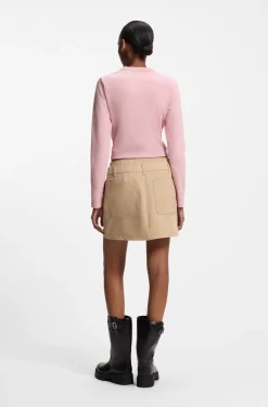 Stretch-Top aus Baumwolle mit Happy HUGO Logo und Strasssteinen